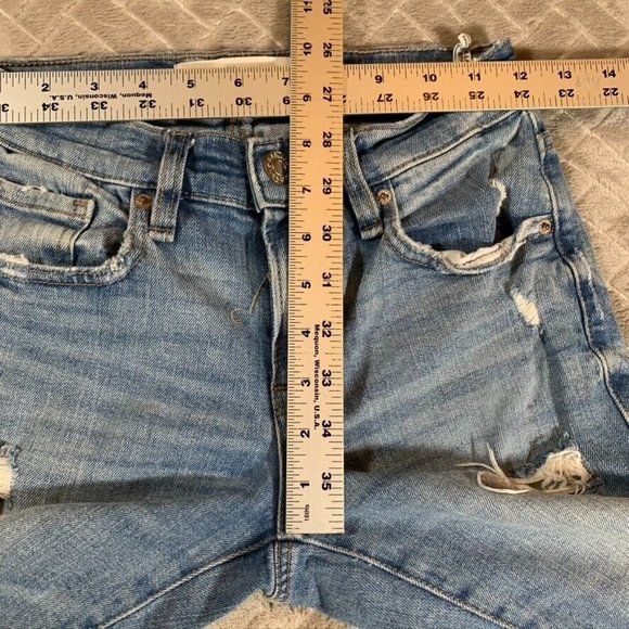 Garage Womens 00 Denim Jeans Blue Ankle Straight Distressed Light Wash Low Rise - Picture 8 of 12